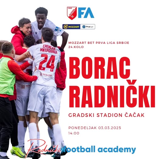 Radnički u ponedeljak gostuje u Čačku